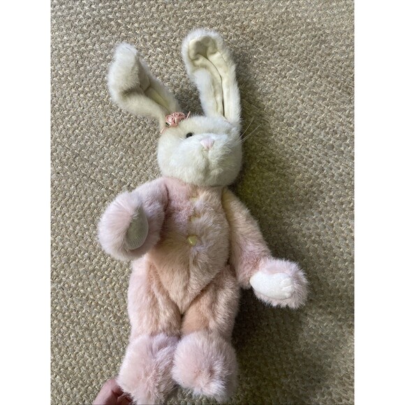 Boyds Bear Lady Payton Plush Bunny Rabbit Jointed 12” Pink White Rose Heart - Picture 2 of 10
